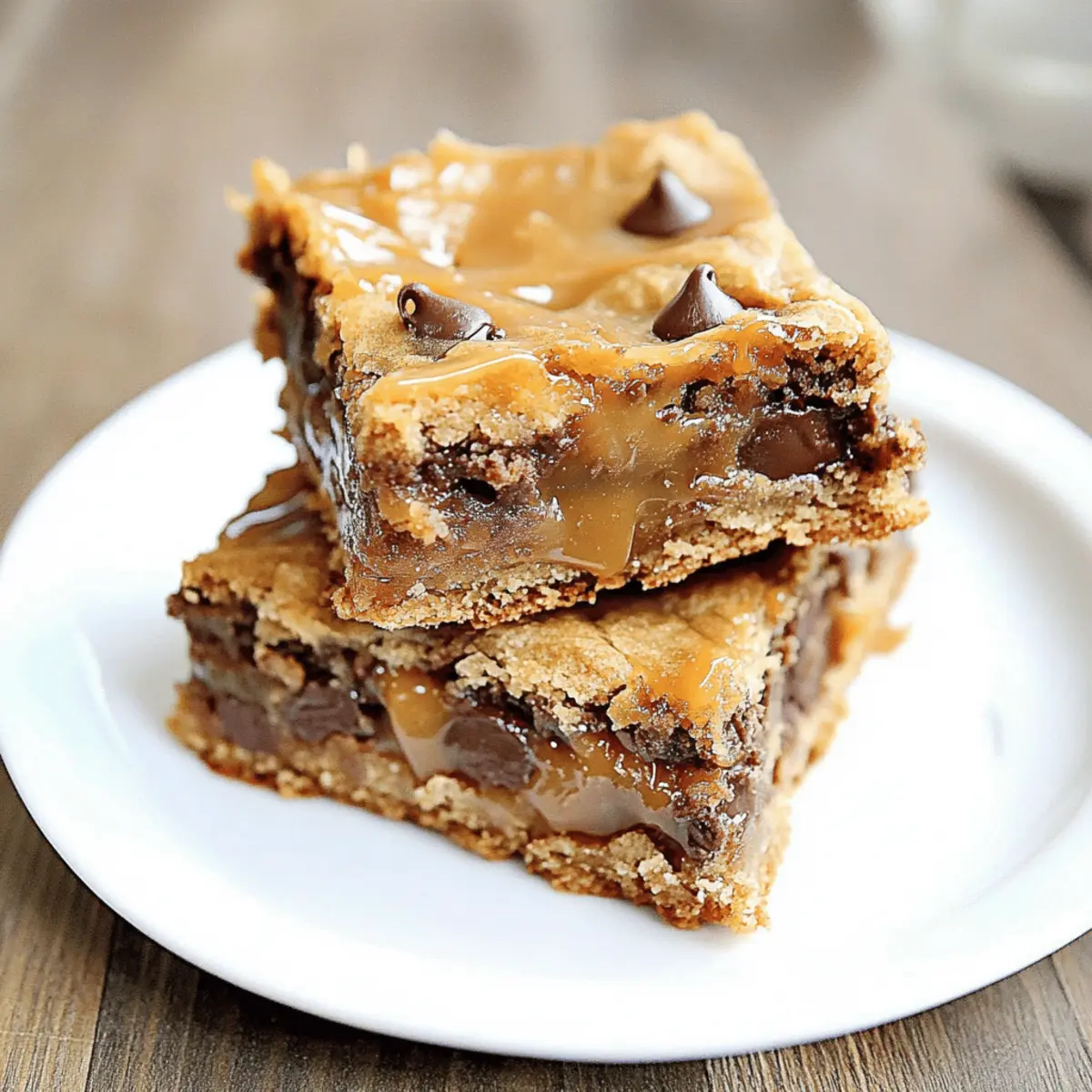 Gooey Salted Caramel Chocolate Chip Cookie Bar