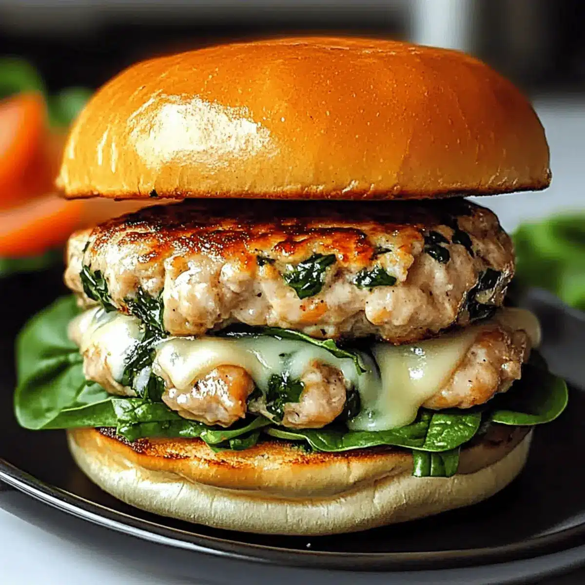 White Cheddar Spinach Chicken Burgers
