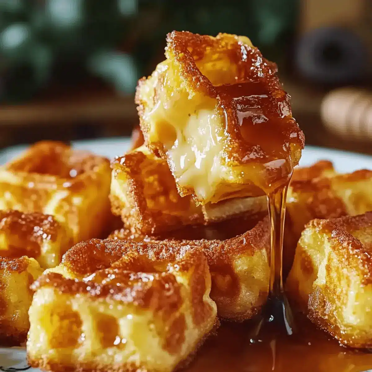 Cornbread Waffle Bites with Smoked Gouda and Honey