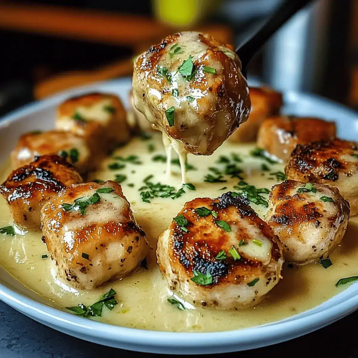 Creamy Garlic Sauce with Grilled Chicken Bites