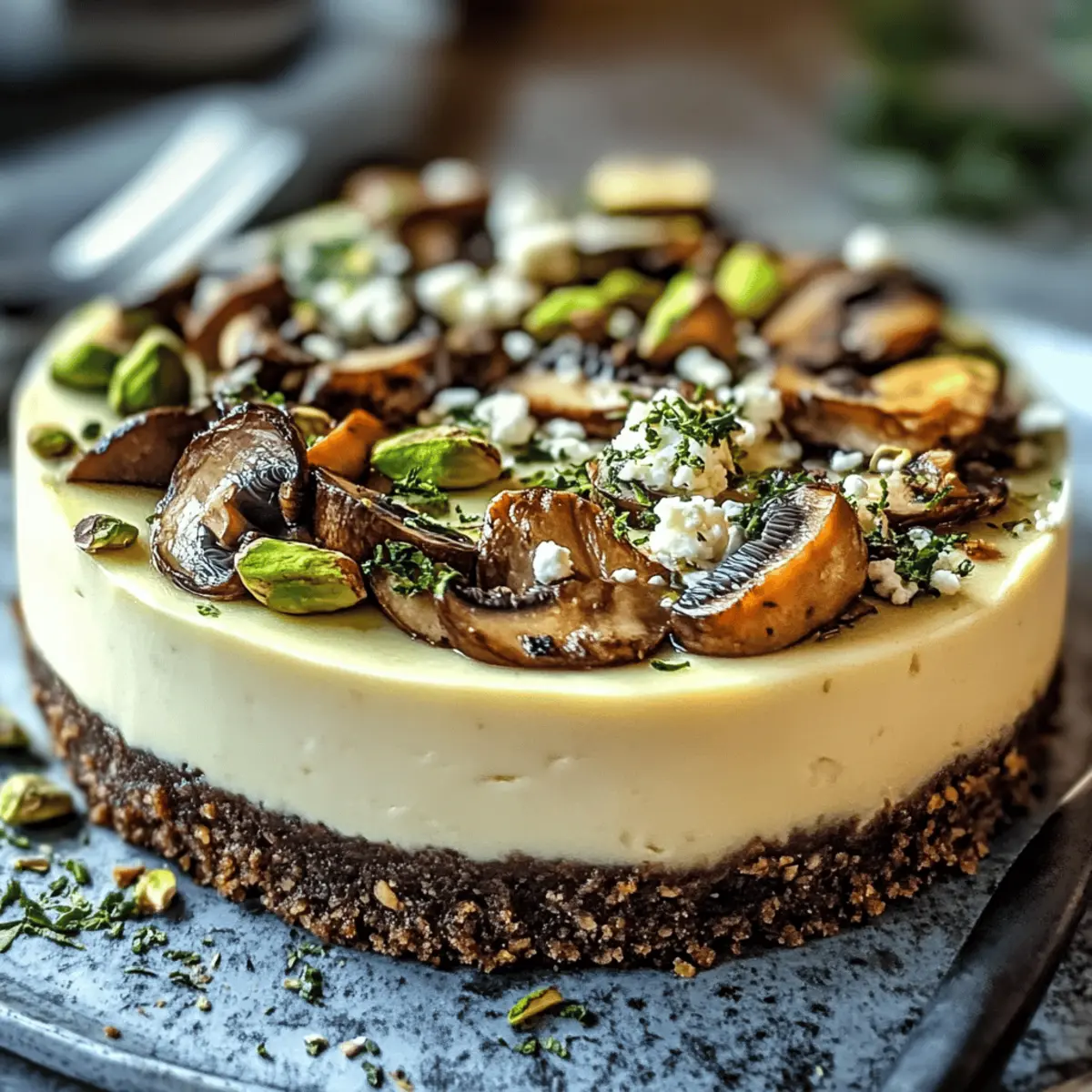 Delicious Pistachio and Mushroom Cheesecake