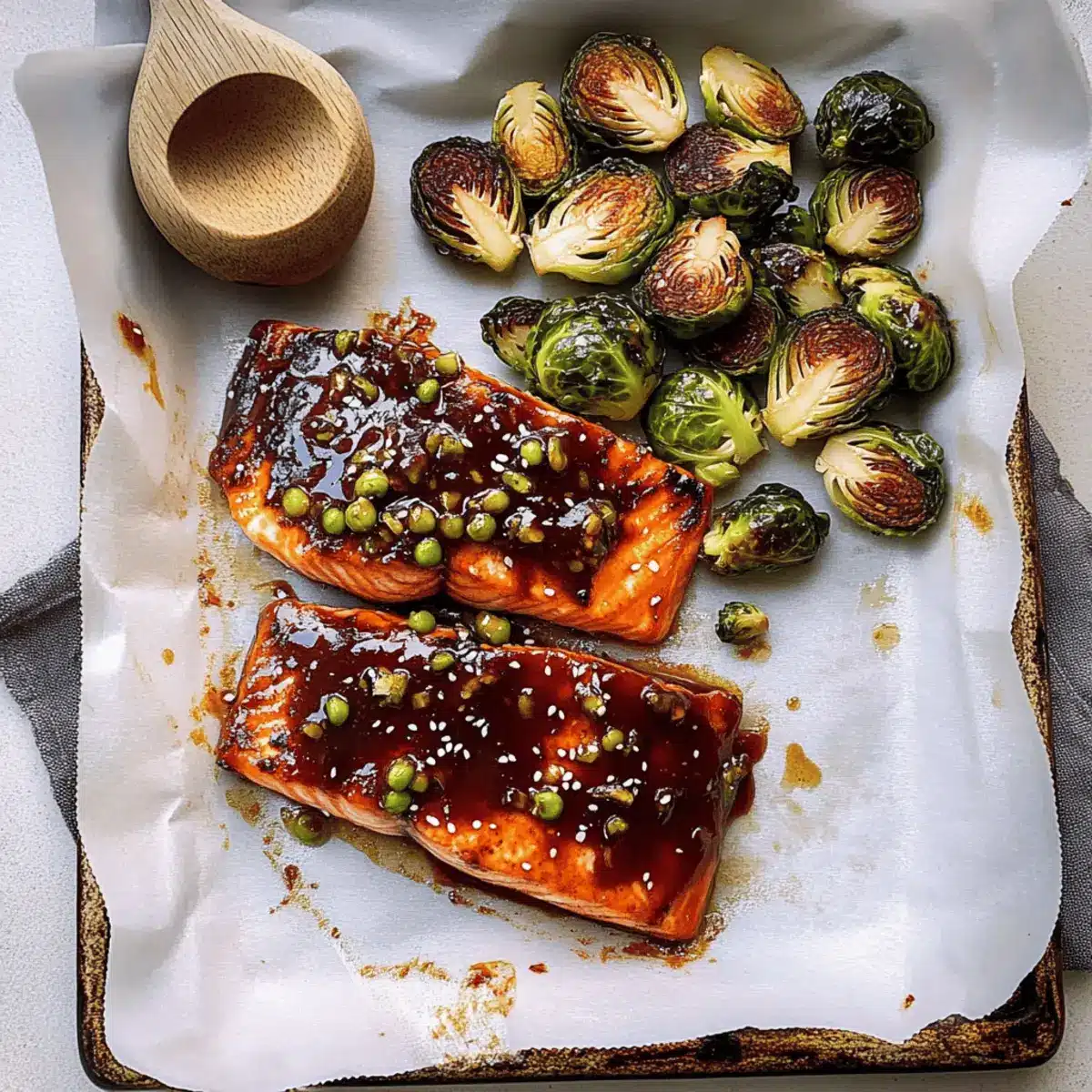 Asian BBQ Salmon And Brussels Sprouts For Two