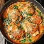 Skillet Chicken Thighs with Creamy Tomato Basil Spinach Sauce