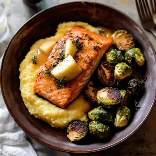 maple cider glazed salmon with honey butter polenta