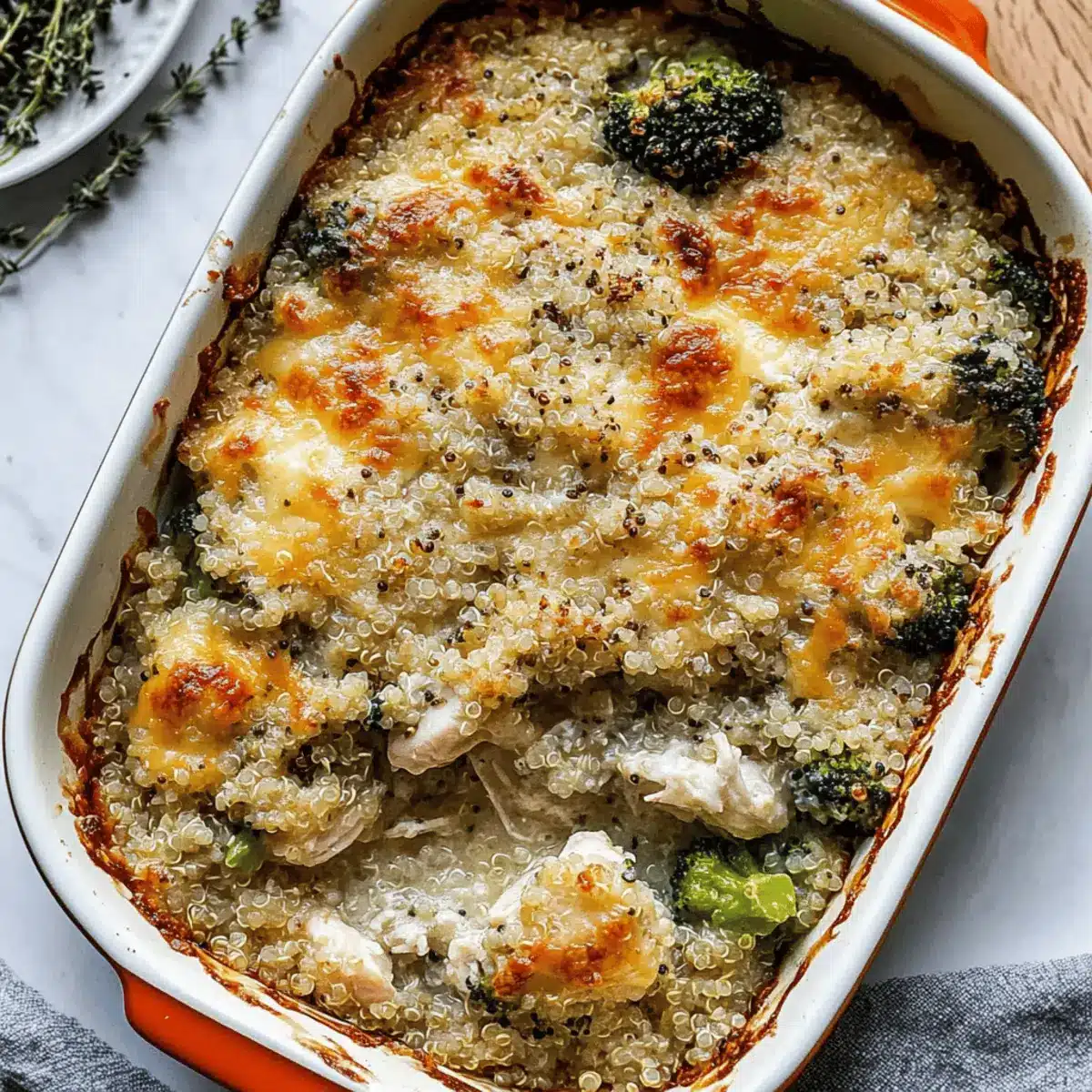 Cheesy Chicken and Broccoli Quinoa Bake