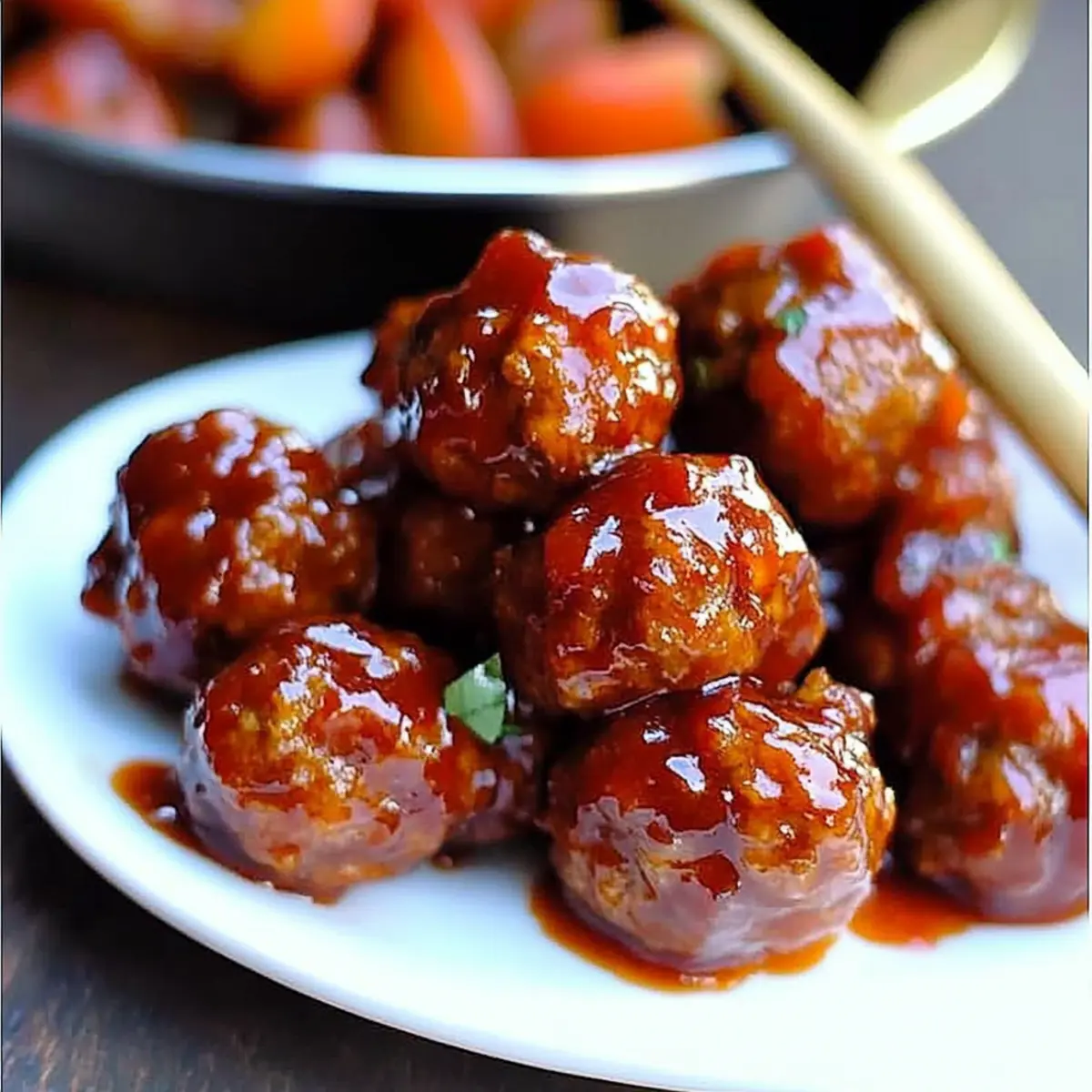 Whiskey Peach BBQ Meatballs