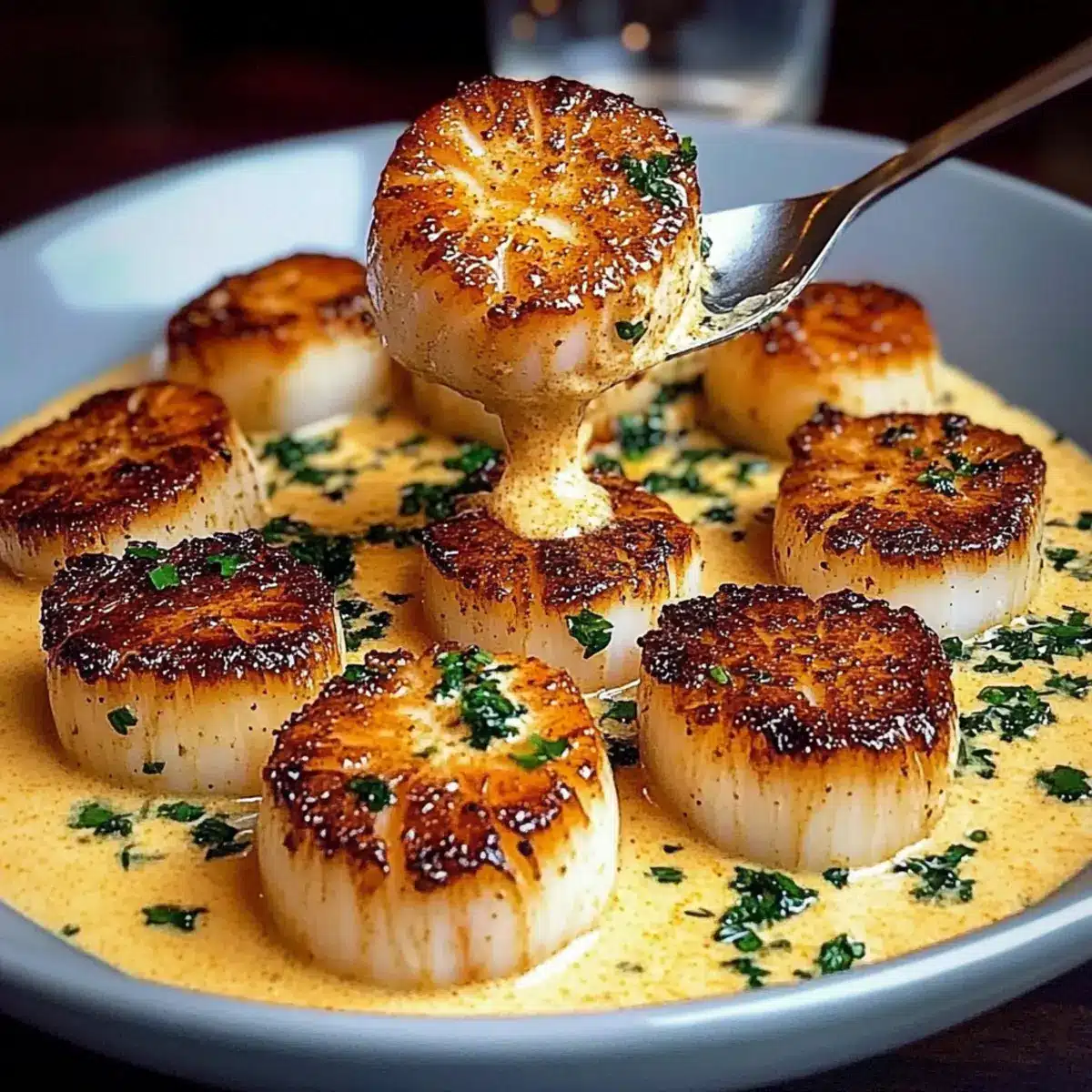 Seared Scallops with Spicy Cajun Cream Sauce