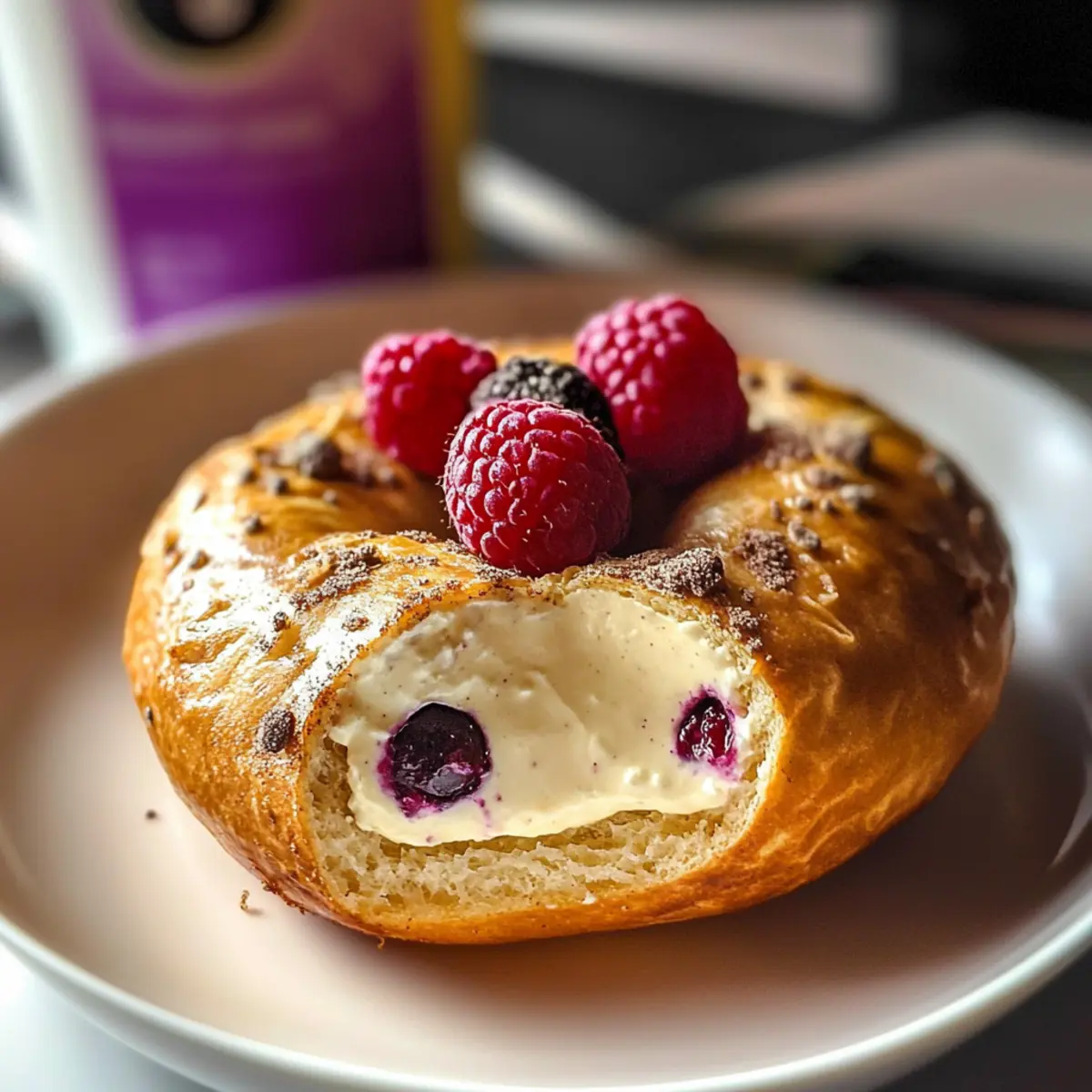 Cheesecake Stuffed Cinnamon Bagel