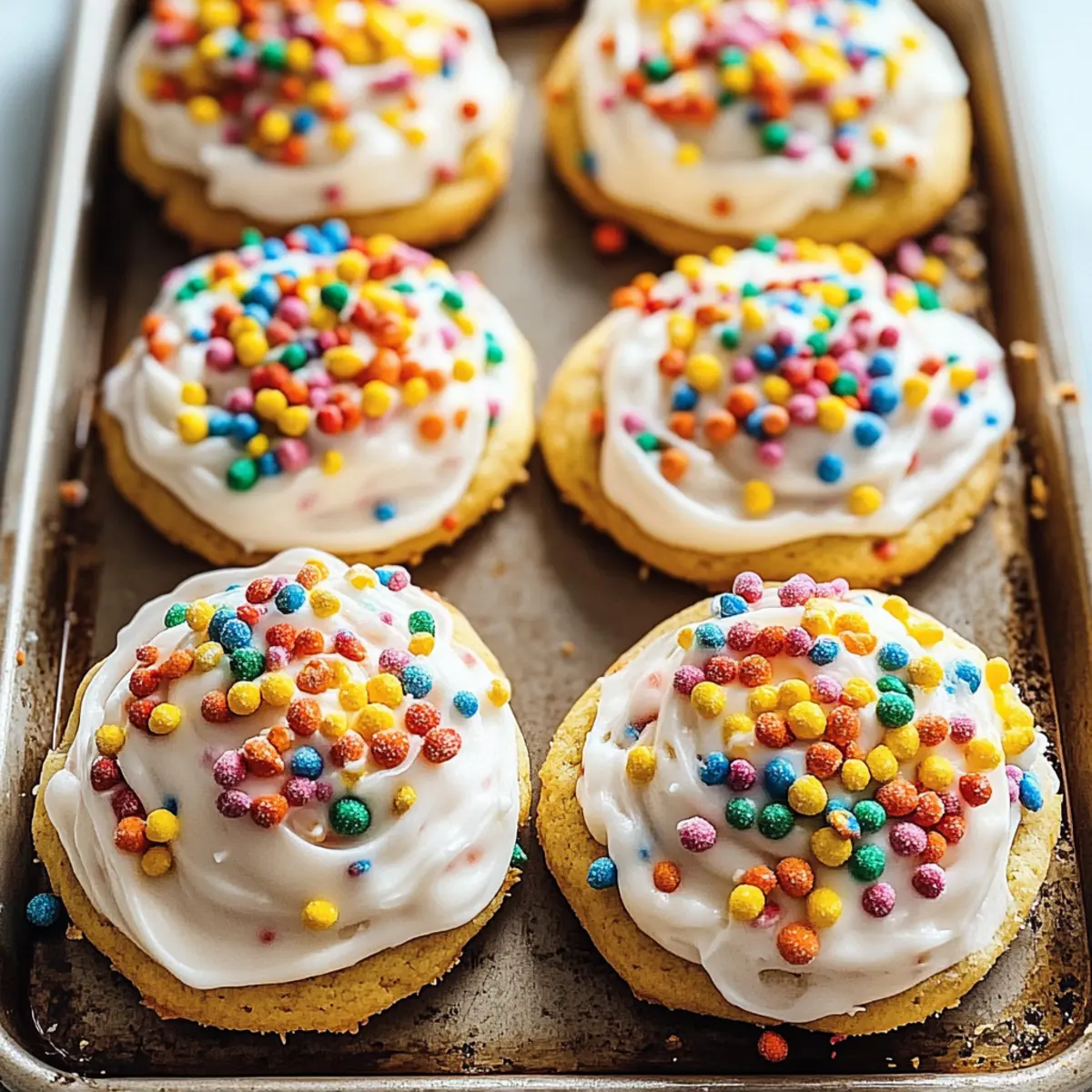 Frosted Fruity Pebbles Cookies