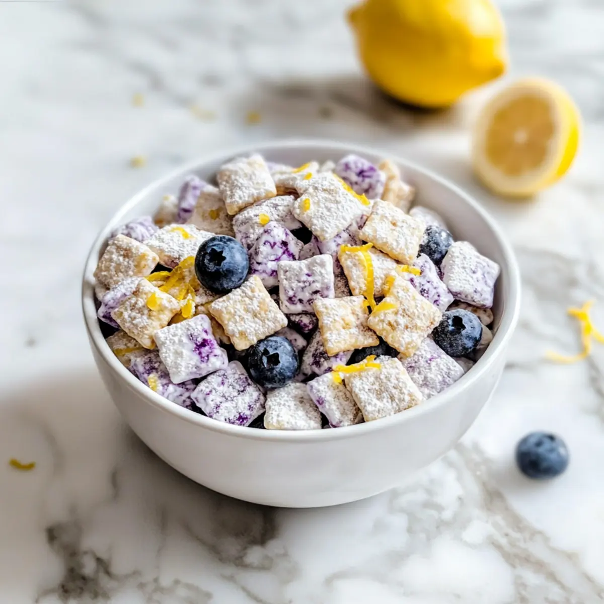 Blueberry Lemon Cheesecake Puppy Chow