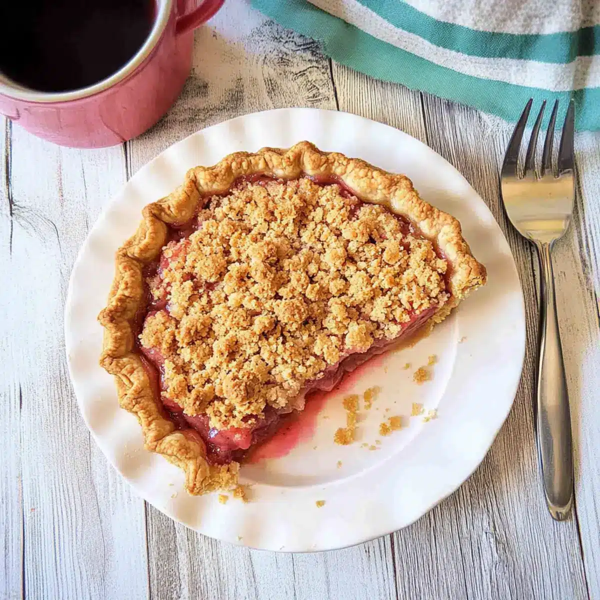 Strawberry Rhubarb Crumble Pie