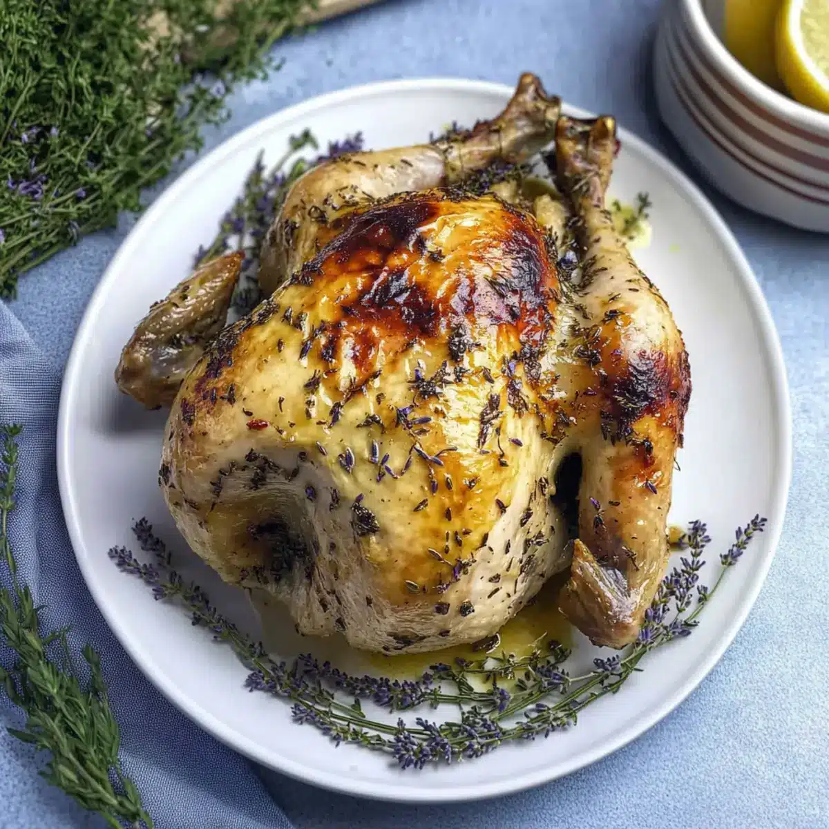 Lavender Herb Butter Roasted Chicken