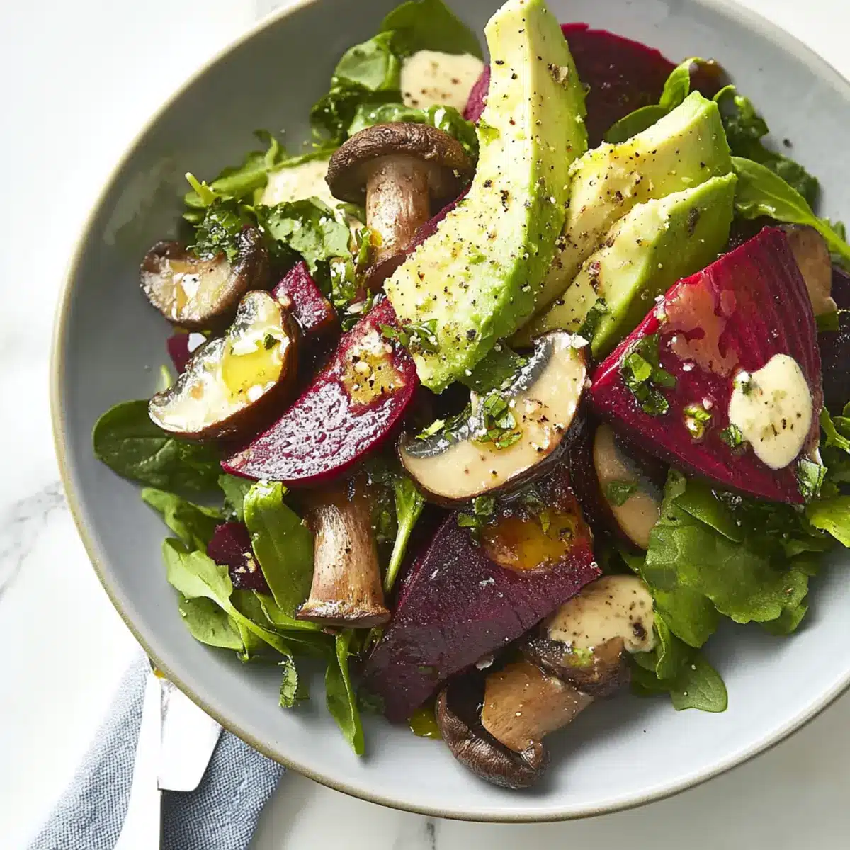 Beet, Mushroom and Avocado Salad