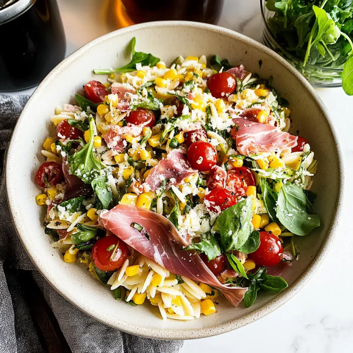 Orzo Salad with Prosciutto & Parmesan Vinaigrette