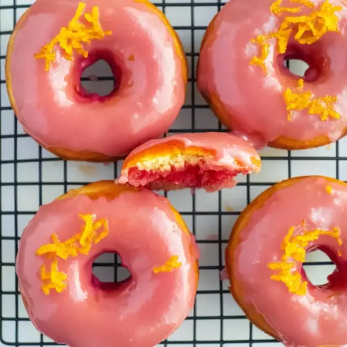 Rhubarb Orange Glazed Donuts