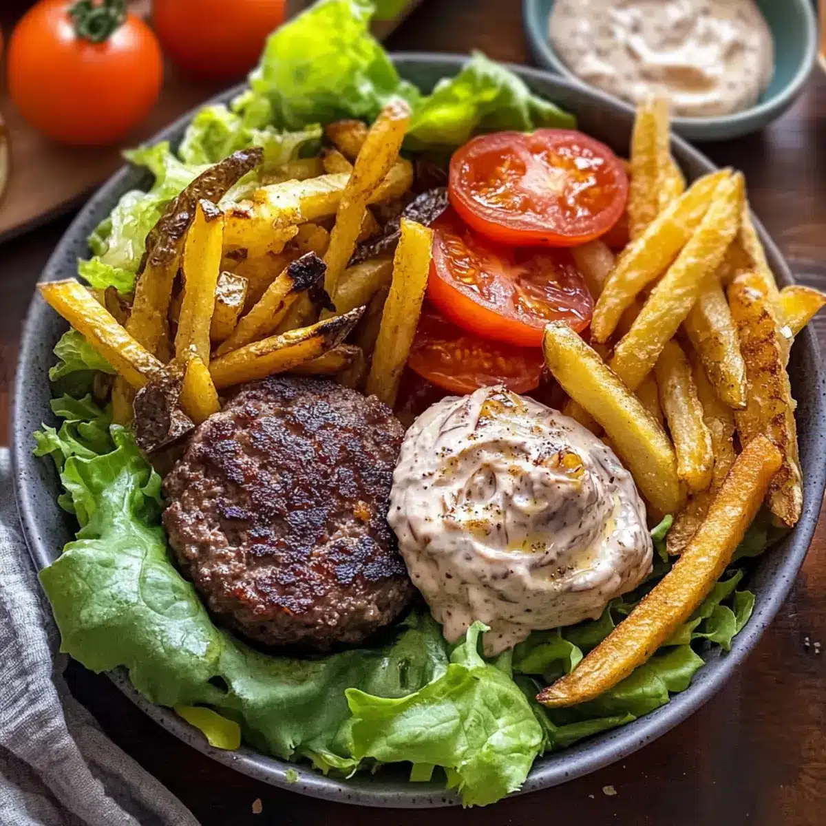 Burger Bowls with Caramelized Onion Aioli