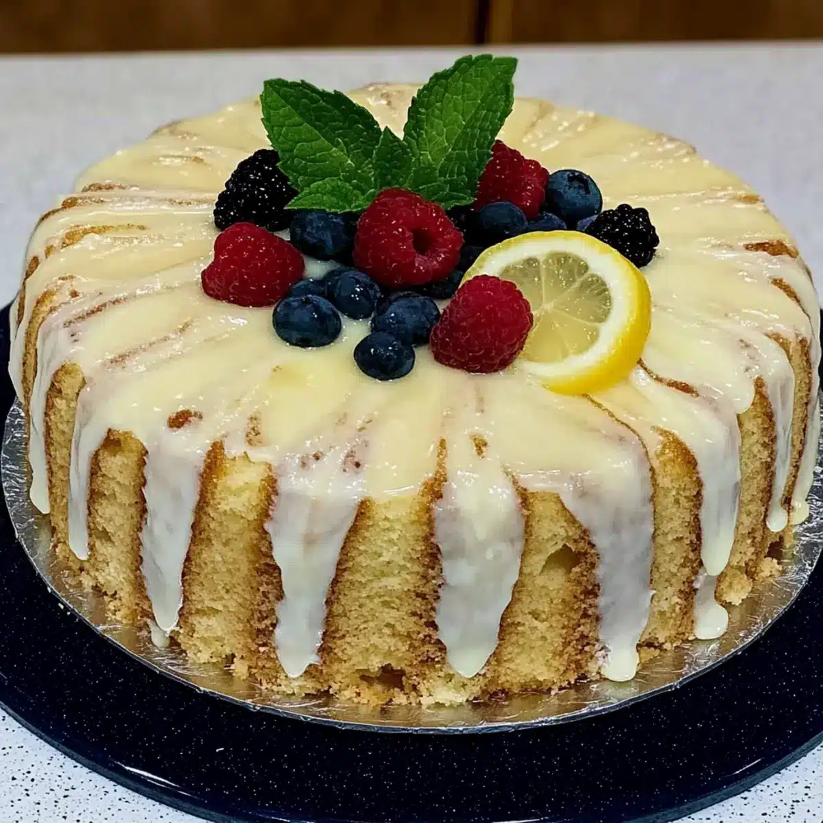 Angel Food Cake with Lemon Ganache