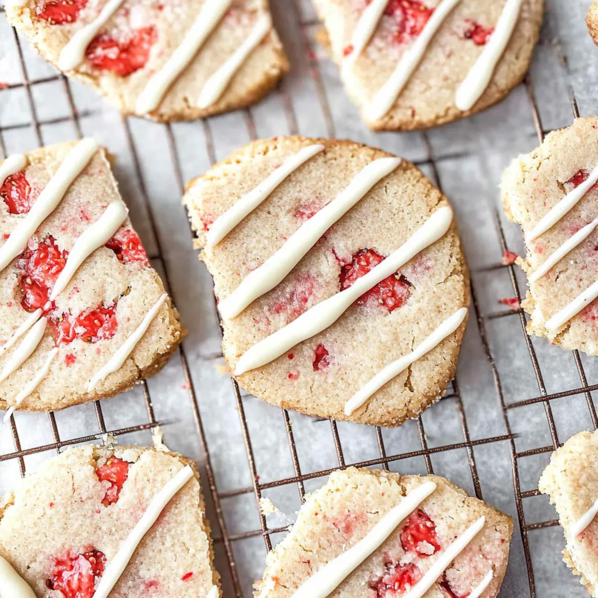 White Chocolate Strawberry Shortbread Cookies