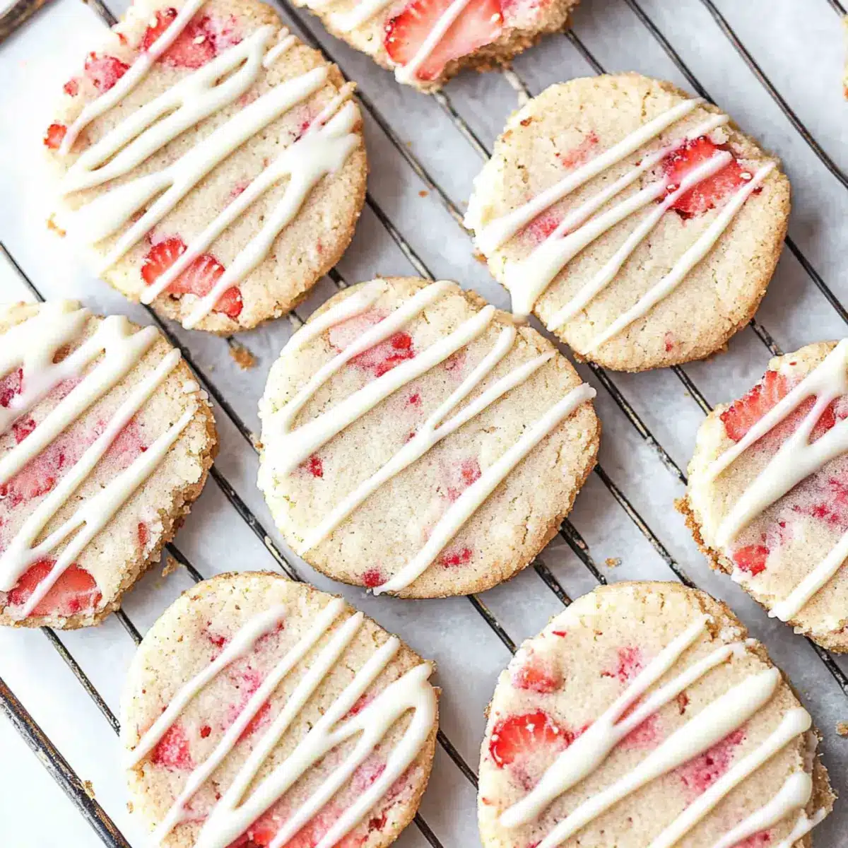 White Chocolate Strawberry Shortbread Cookies