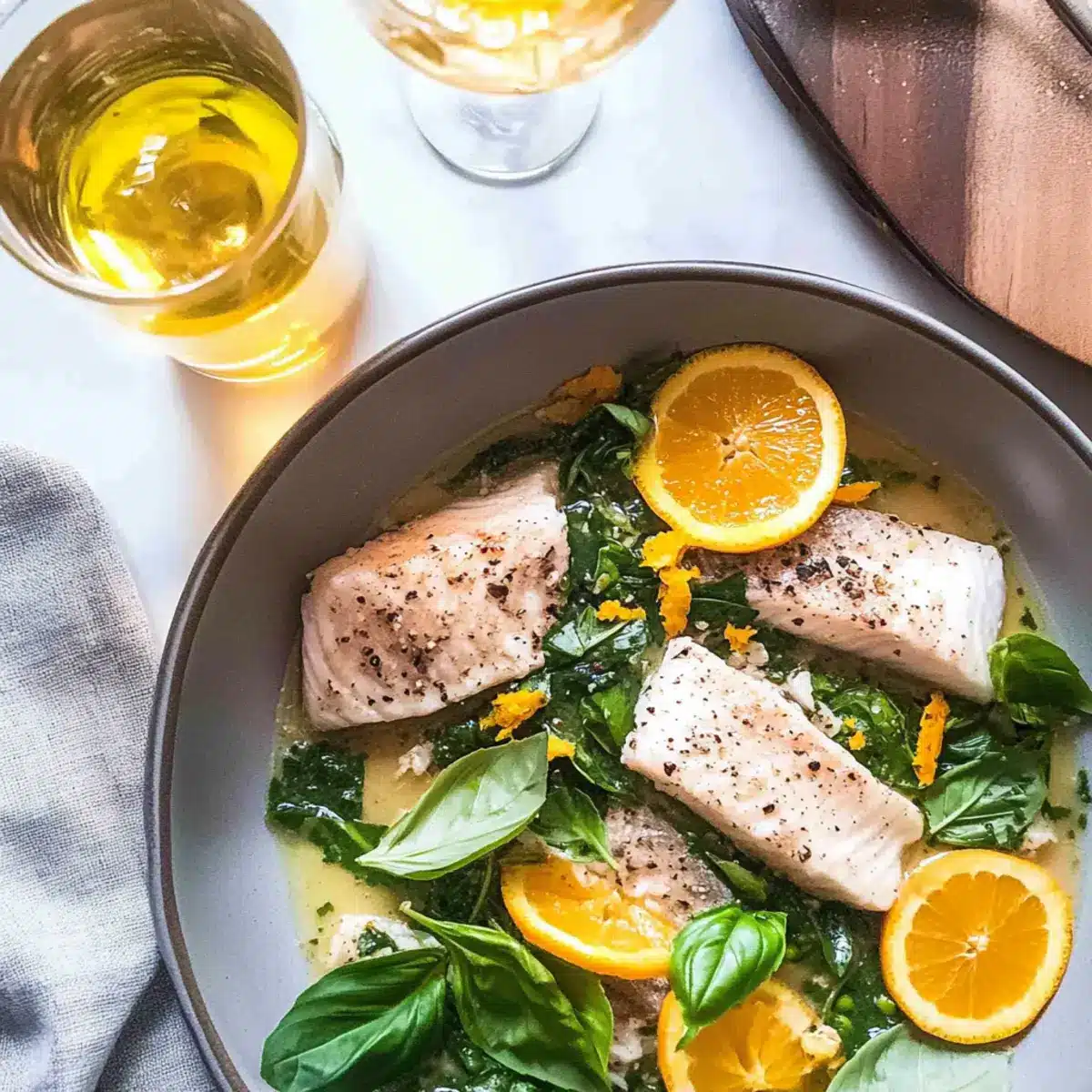Bhetki Fish in Citrus Basil Butter Sauce