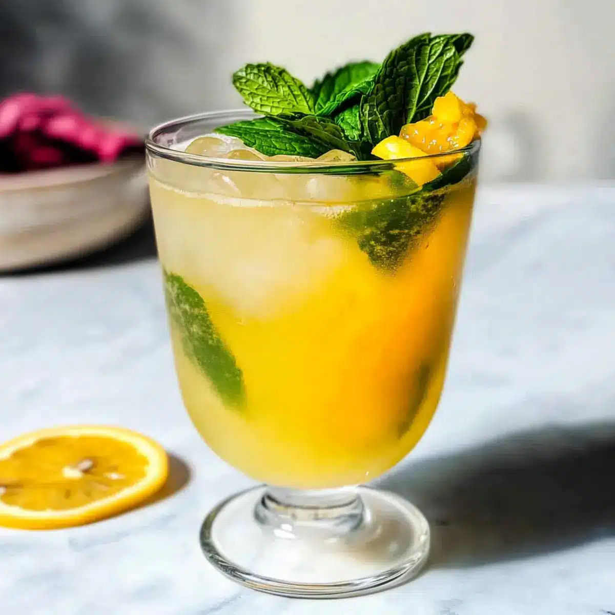 Passion Fruit Mint Lemonade Mocktail