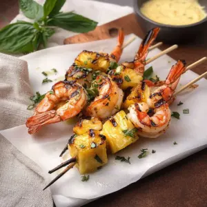 Grilled Shrimp & Pineapple on Rosemary Skewers