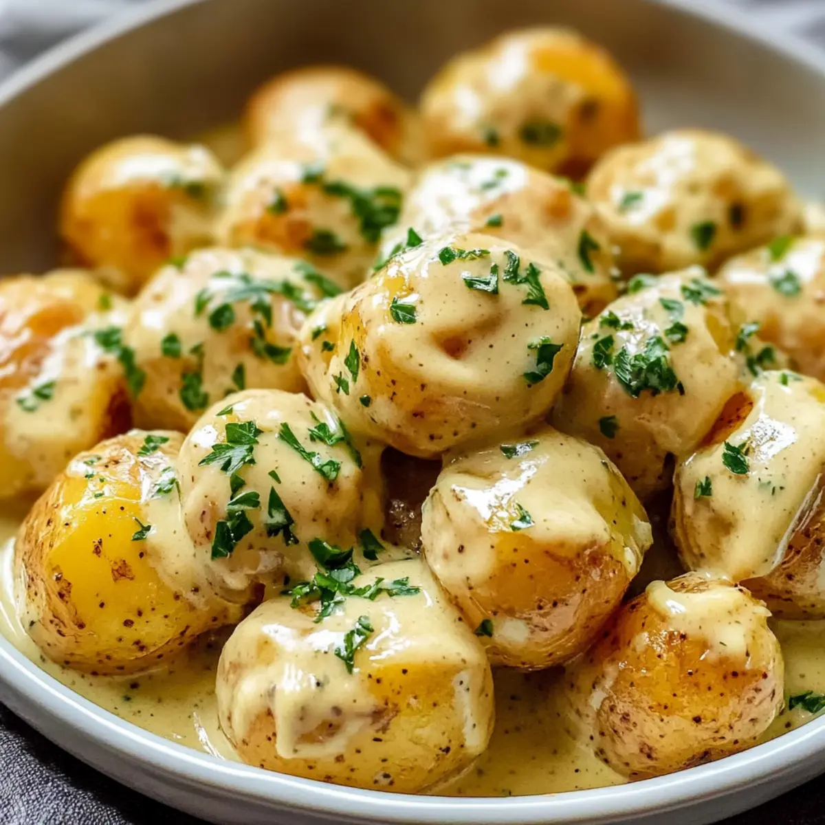 Creamy Garlic Sauce Baby Potatoes