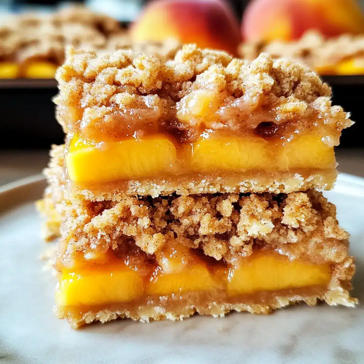 Cinnamon Peach Crumble Dessert Bars