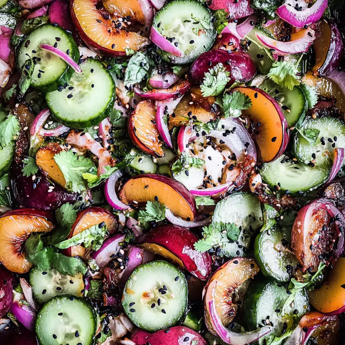 Plum Salad with Cucumbers & Roasted Ginger Vinaigrette