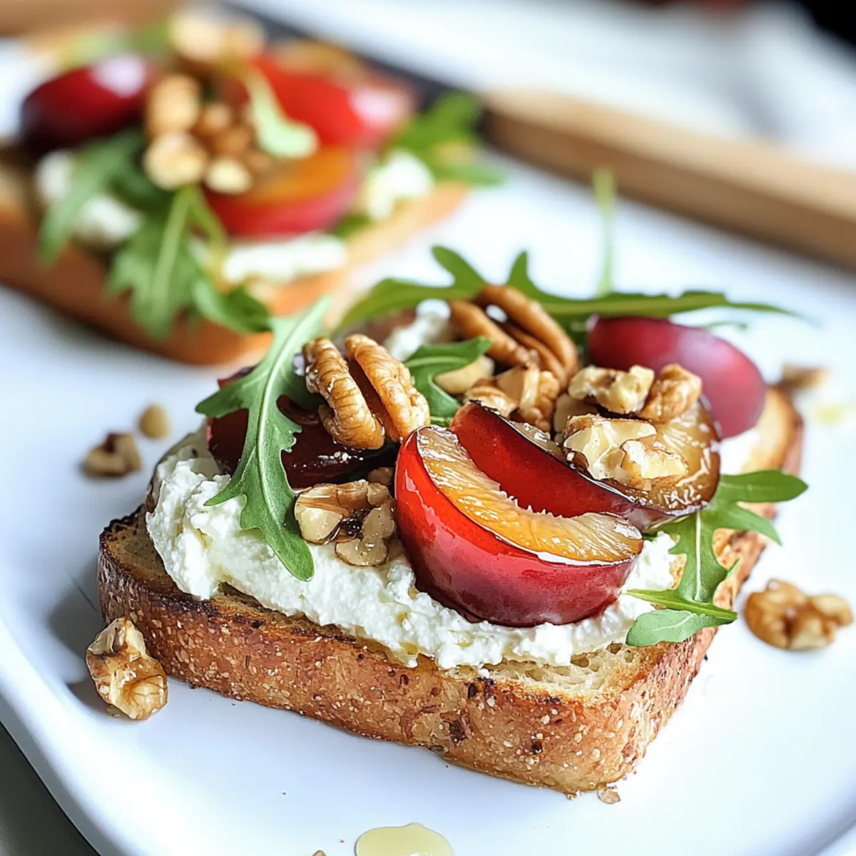 Arugula Plum Ricotta Toast
