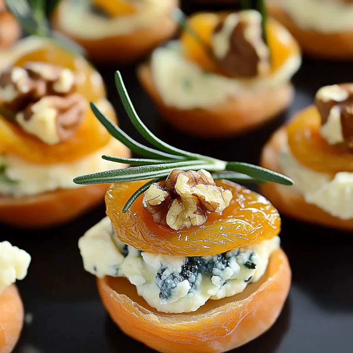 Dried Apricot and Blue Cheese Canapes with Walnuts
