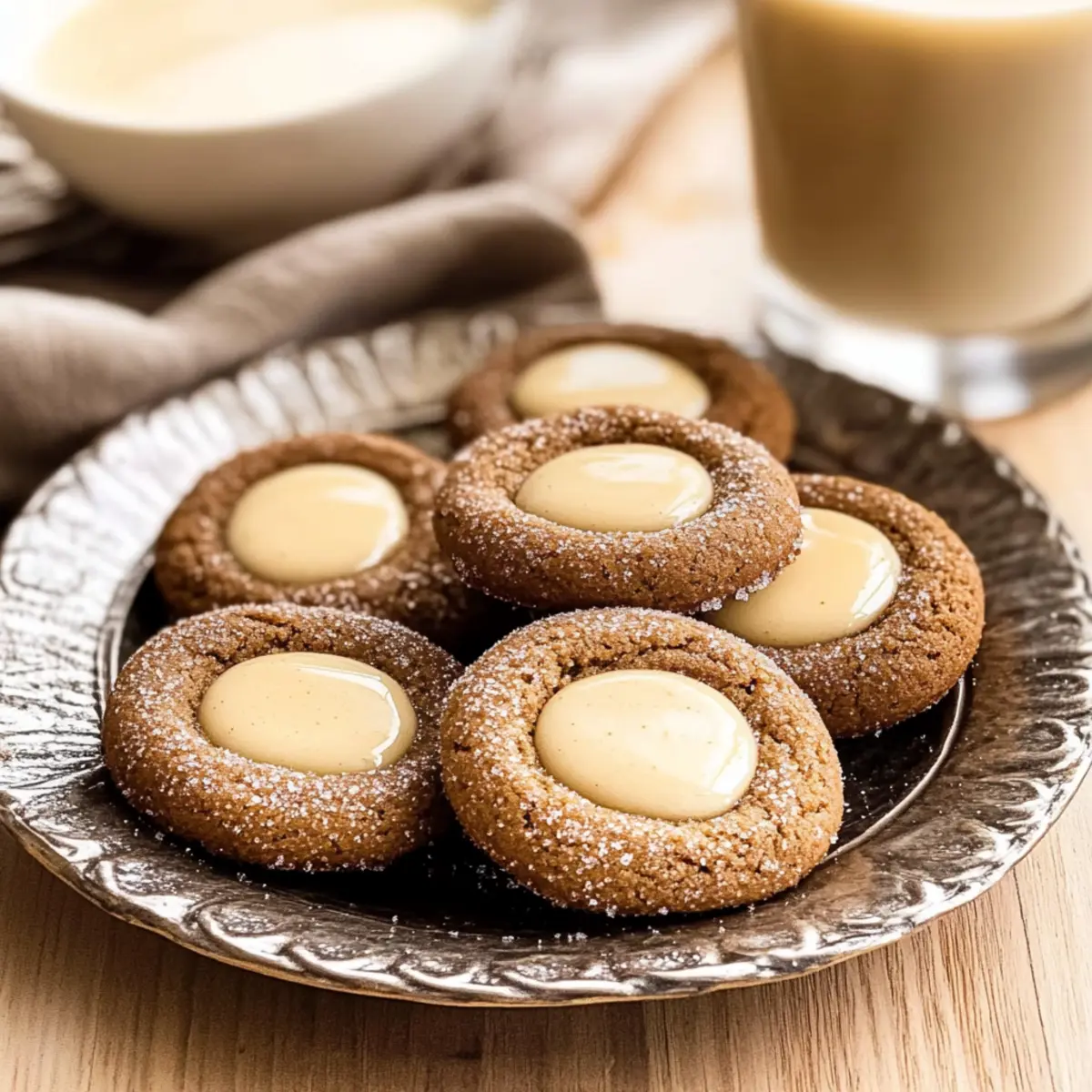 Eggnog Gingerbread Thumbprint Cookies
