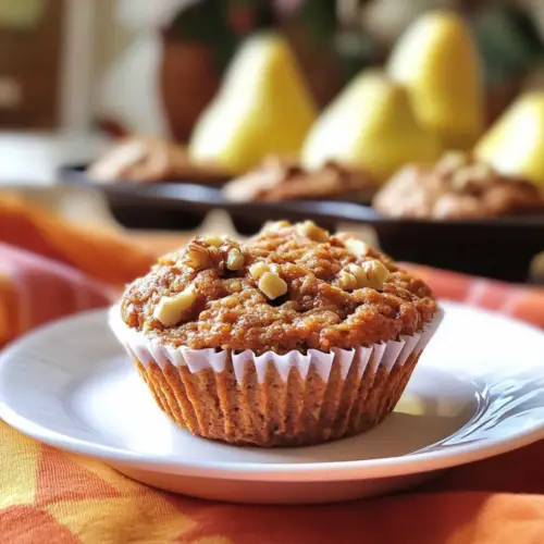 Spiced Pear and Walnut Muffins