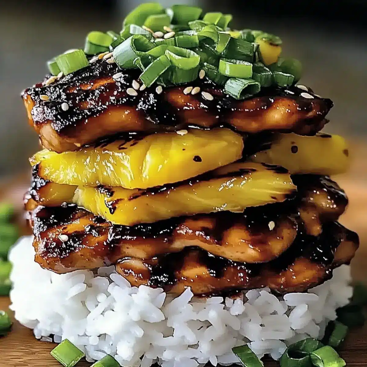 Hawaiian Huli Huli Chicken Stack