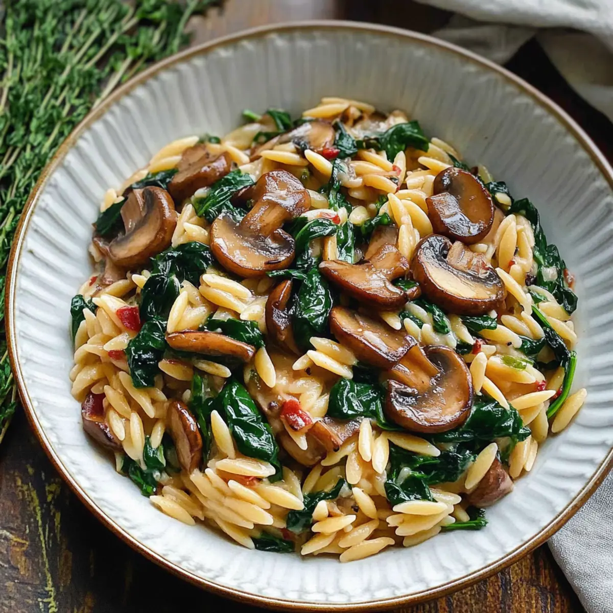 Spinach and Mushroom Orzo