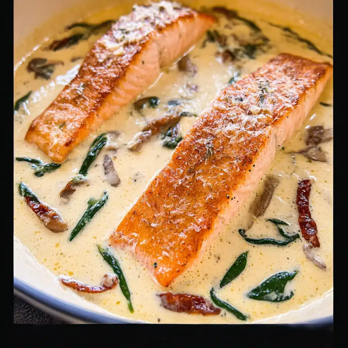 Tuscan Salmon with Parmesan Cream Sauce